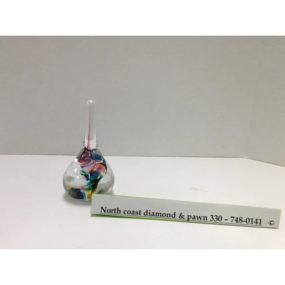 Glass Dimensions Art Glass Ring Holder Multi Color Swirl Paperweight DW709